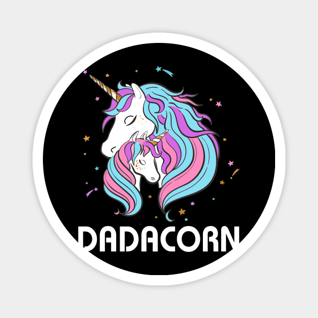 Dadacorn Funny Unicorn Fathers Day Gift Magnet by Kaileymahoney